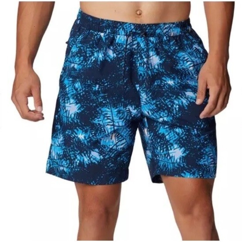 Columbia Summerdry 6” Swim Shorts Collegiate Navy Palm Print‎ / Men’s Small